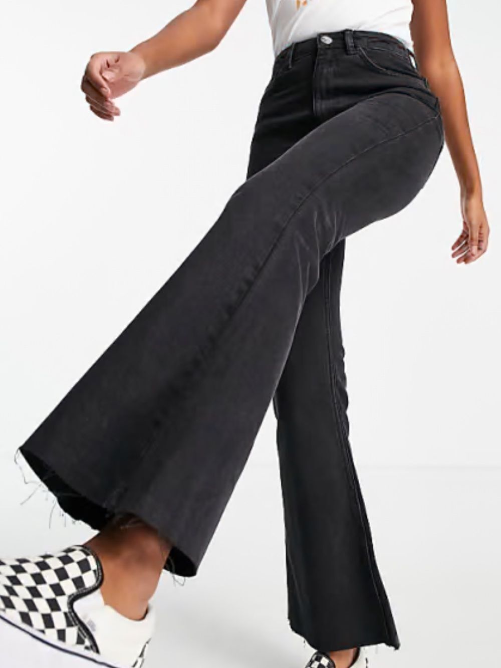 Reclaimed Vintage Black Raw Hem Flare Jeans Women’s 38 (22)